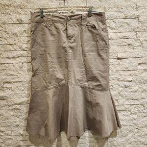 Vintage Jolt Tan Mermaid Flounce Bustle Midi Skirt Size 9